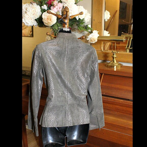 SOLD Sleek Moto Genuine Leather & Suede Python Jacket - Picture 4 of 11